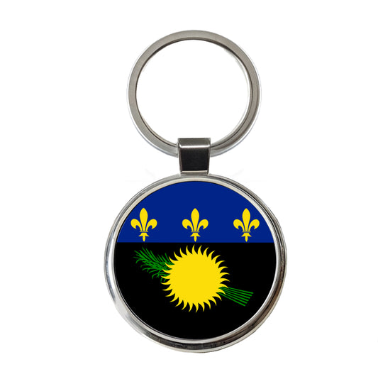 Guadeloupe Country Flag Round Metal Keychain
