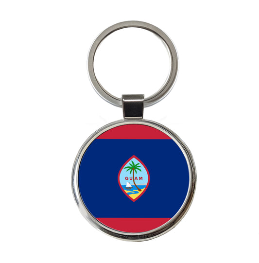 Guam Country Flag Round Metal Keychain