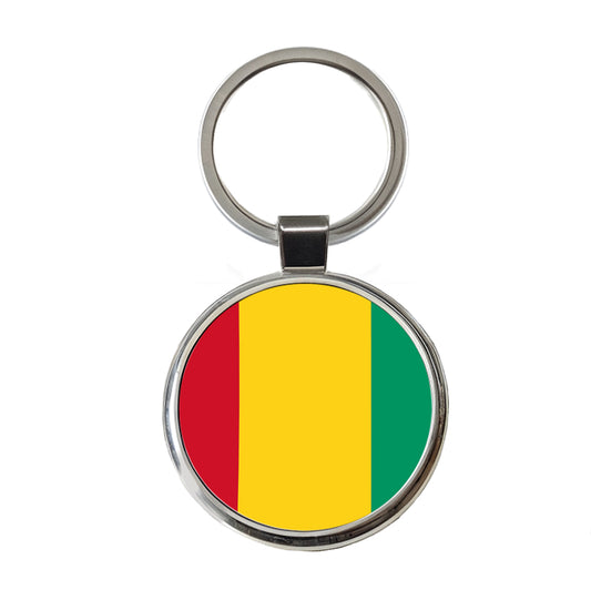 Guinea Country Flag Round Metal Keychain