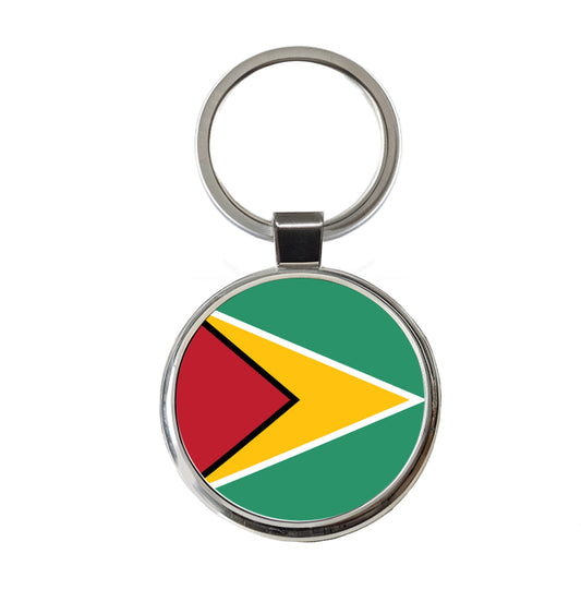 Guyana Country Flag Round Metal Keychain