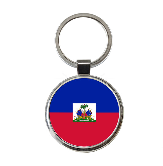 Haiti Country Flag Round Metal Keychain