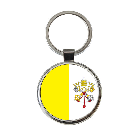 Holy See Country Flag Round Metal Keychain