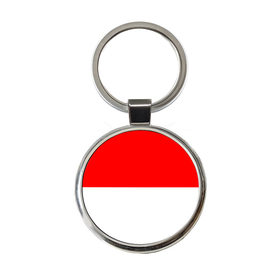 Indonesia Country Flag Round Metal Keychain