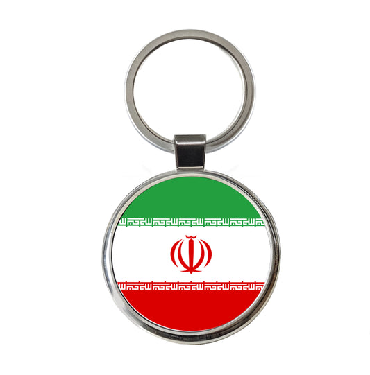 Iran Country Flag Round Metal Keychain
