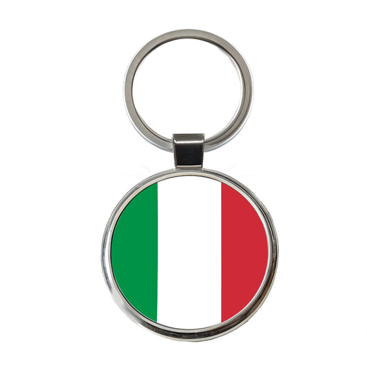 Italy Country Flag Round Metal Keychain