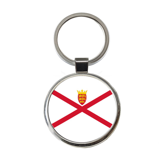 Jersey Country Flag Round Metal Keychain