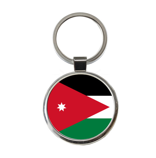 Jordan Country Flag Round Metal Keychain