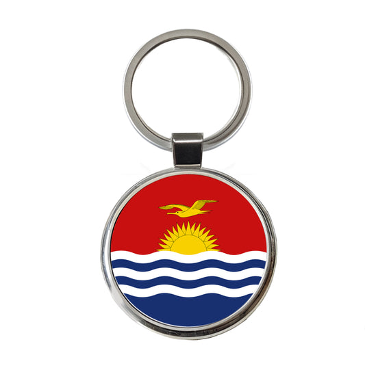 Kiribati Country Flag Round Metal Keychain