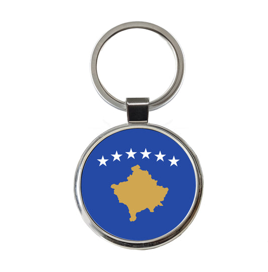 Kosovo Country Flag Round Metal Keychain