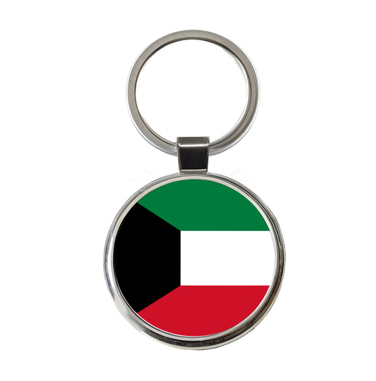 Kuwait Country Flag Round Metal Keychain