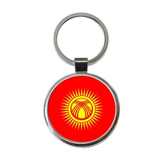 Kyrgyzstan Country Flag Round Metal Keychain
