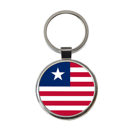 Liberia Country Flag Round Metal Keychain