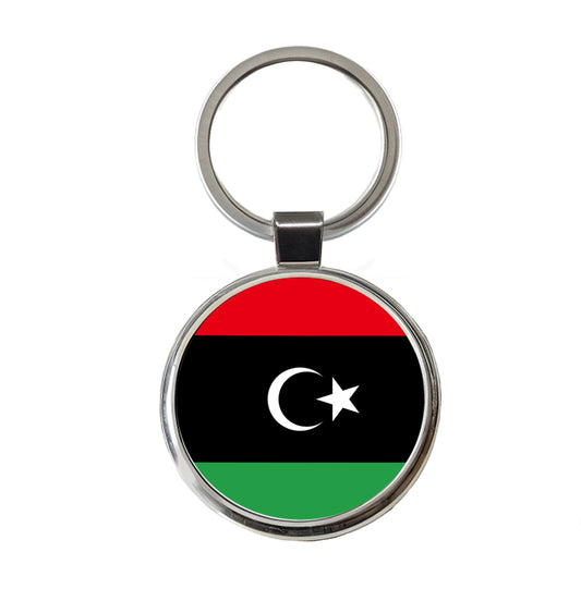 Libya Country Flag Round Metal Keychain