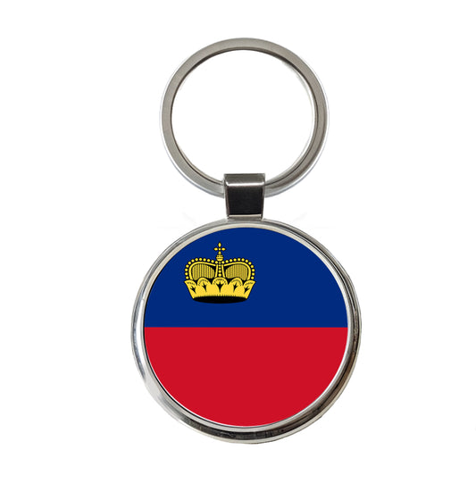 Liechtenstein Country Flag Round Metal Keychain