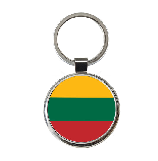 Lithuania Country Flag Round Metal Keychain