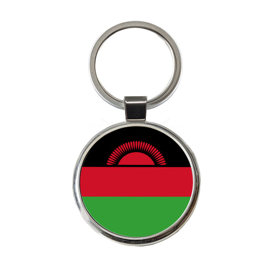 Malawi Country Flag Round Metal Keychain
