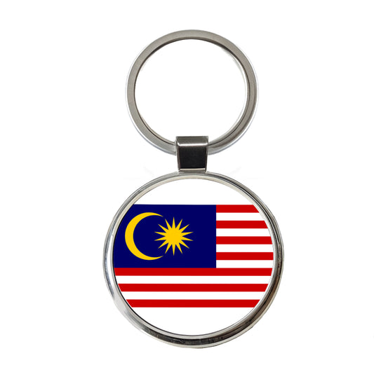 Malaysia Country Flag Round Metal Keychain