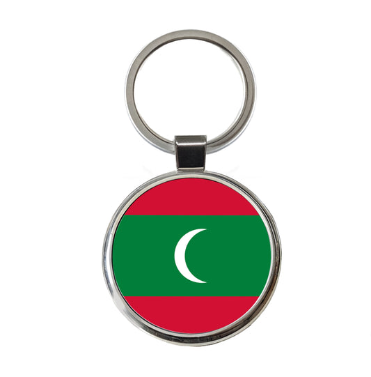 Maldives Country Flag Round Metal Keychain