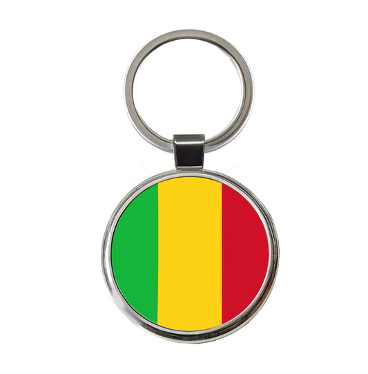 Mali Country Flag Round Metal Keychain