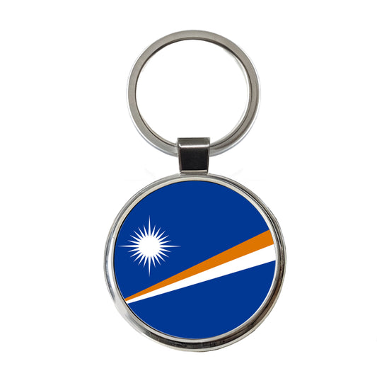 Marshall Islands Country Flag Round Metal Keychain