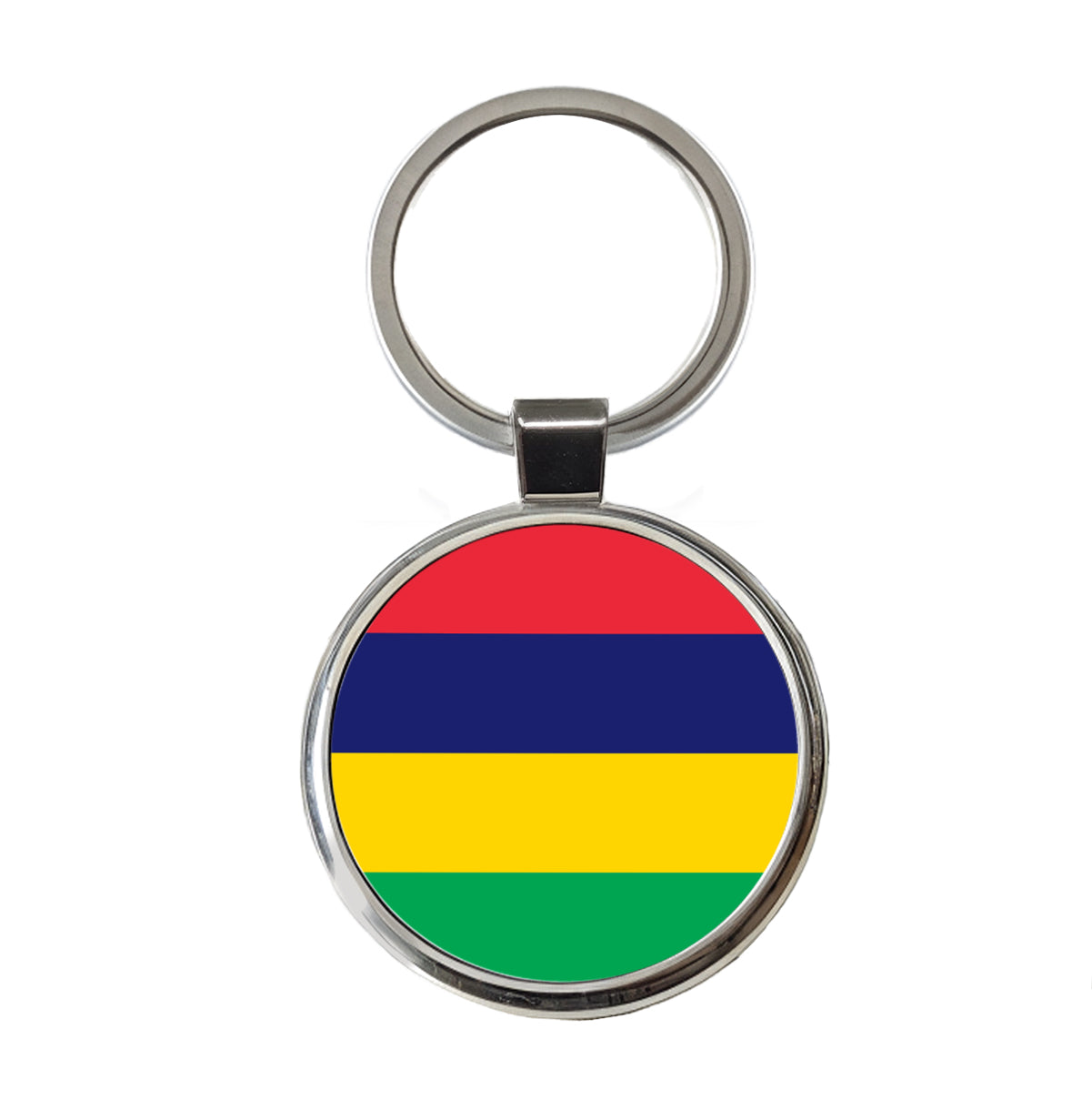 Mauritius Country Flag Round Metal Keychain