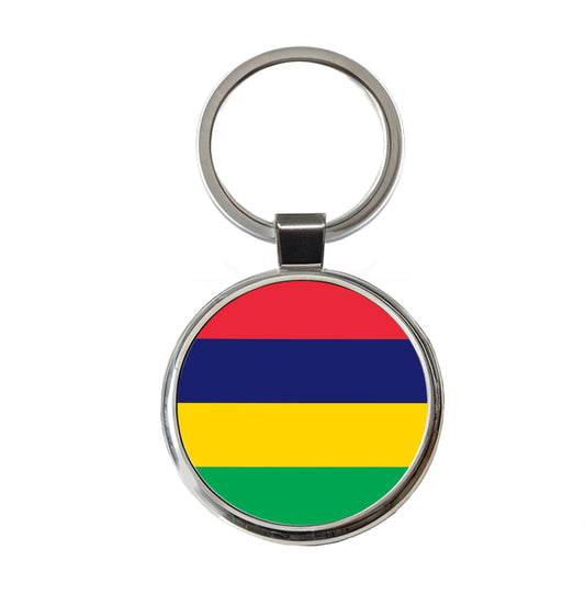 Mauritius Country Flag Round Metal Keychain