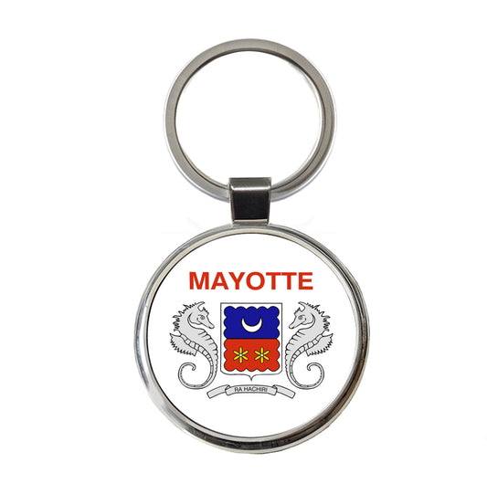 Mayotte Country Flag Round Metal Keychain