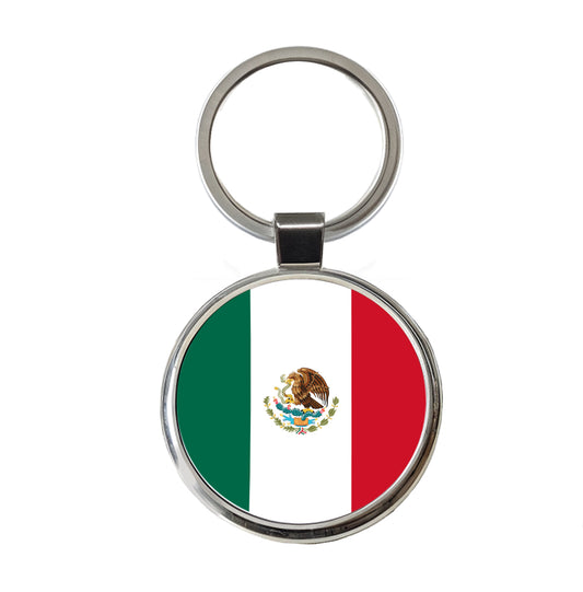 Mexico Country Flag Round Metal Keychain