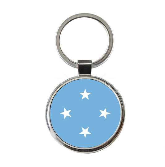 Micronesia Country Flag Round Metal Keychain