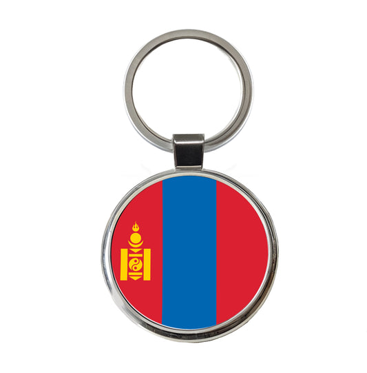 Mongolia Country Flag Round Metal Keychain