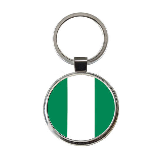 Nigeria Country Flag Round Metal Keychain