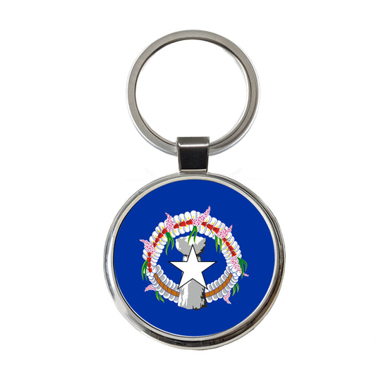 Northern Mariana Islands Country Flag Round Metal Keychain