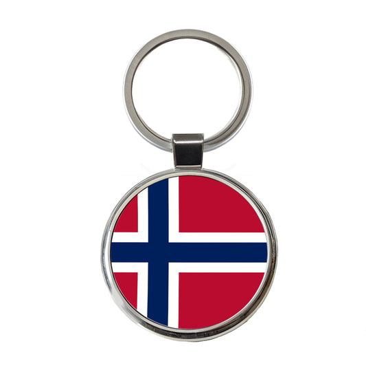Norway Country Flag Round Metal Keychain