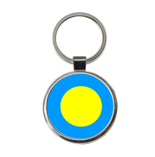 Palau Country Flag Round Metal Keychain