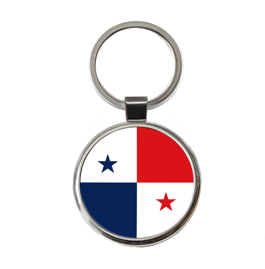 Panama Country Flag Round Metal Keychain