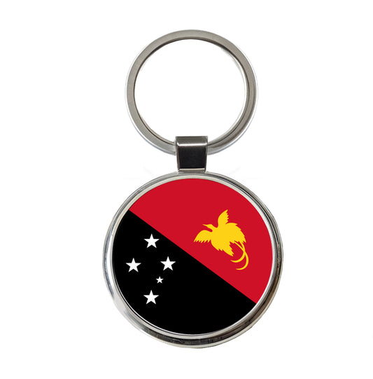 Papua New Guinea Country Flag Round Metal Keychain