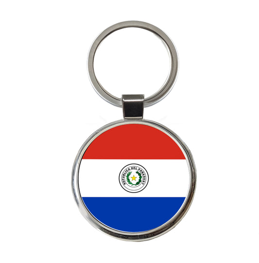 Paraguay Country Flag Round Metal Keychain