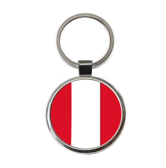 Peru Country Flag Round Metal Keychain