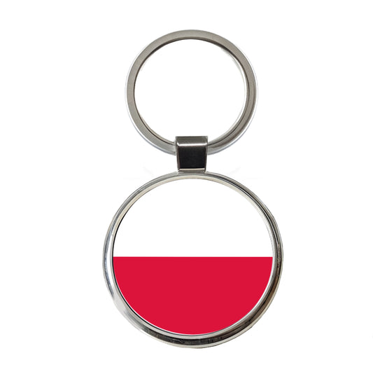 Poland Country Flag Round Metal Keychain