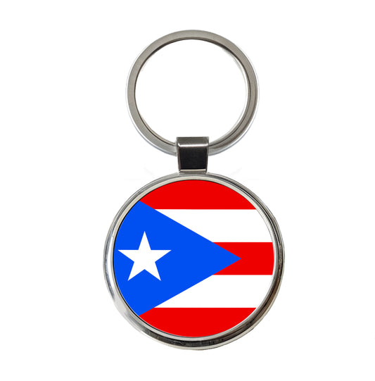 Puerto Rico Country Flag Round Metal Keychain