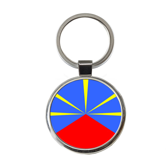 Réunion Country Flag Round Metal Keychain