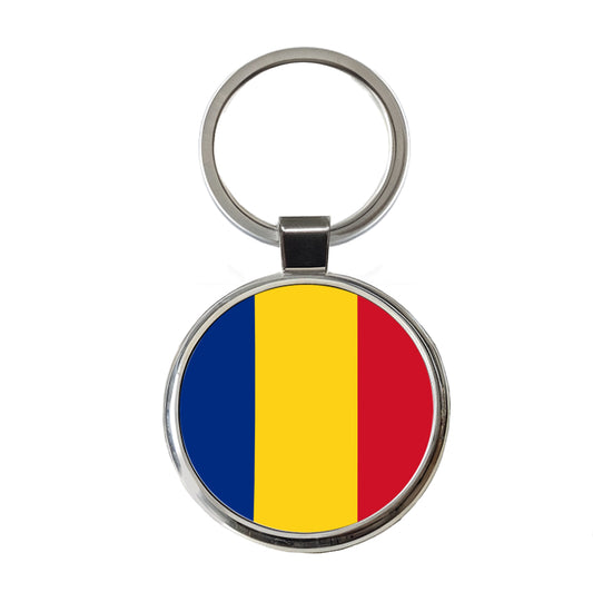 Romania Country Flag Round Metal Keychain