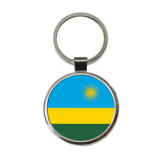 Rwanda Country Flag Round Metal Keychain