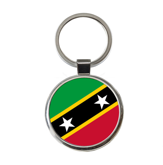 Saint Kitts and Nevis Country Flag Round Metal Keychain
