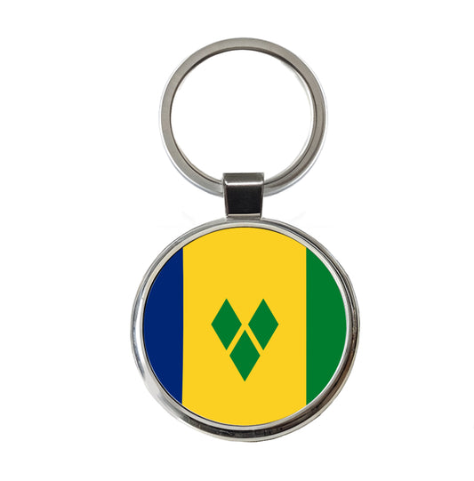 Saint Vincent and the Grenadines Country Flag Round Metal Keychain