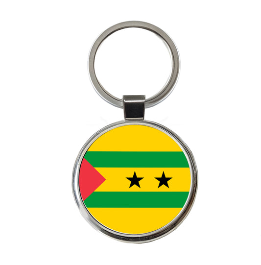 Sao Tome and Principe Country Flag Round Metal Keychain