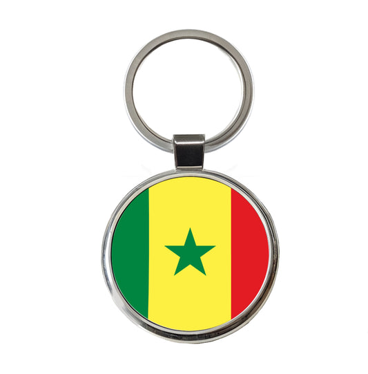 Senegal Country Flag Round Metal Keychain