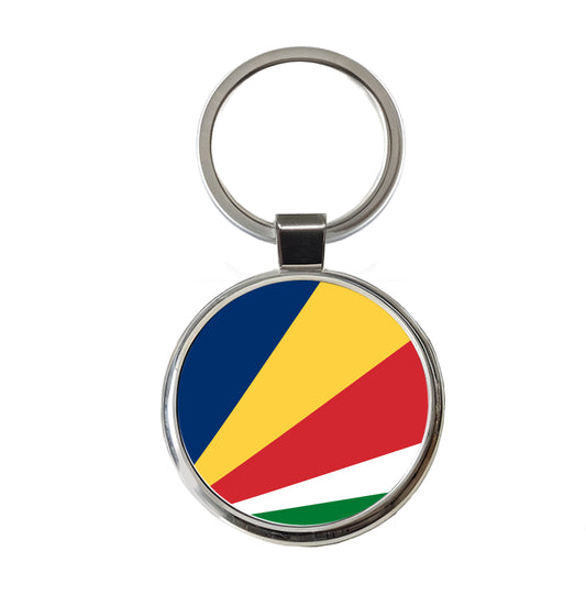 Seychelles Country Flag Round Metal Keychain