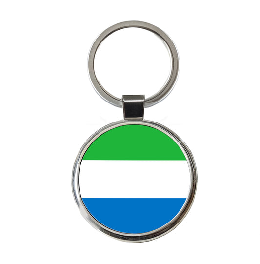 Sierra Leone Country Flag Round Metal Keychain