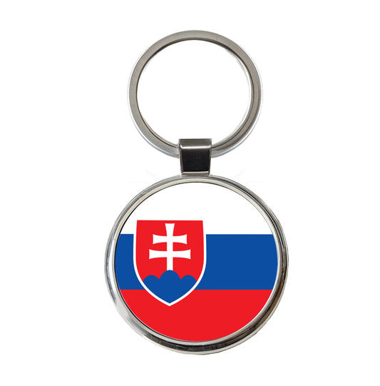 Slovakia Country Flag Round Metal Keychain